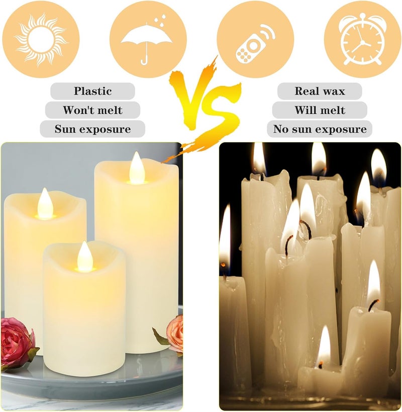 Aignis Indoor Flameless LED Candles Battery Operated with Remote Timer and Wax-like Shell for Home/Wedding/Holiday Decor, Set of 3( D 2.95" x H 4"/5"/6") - Image 5